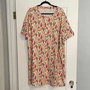 NEW VERA BRADLEY CHILI PEPPER NIGHT GOWN COTTON BUTTON SHORT SLEEVE DRESS